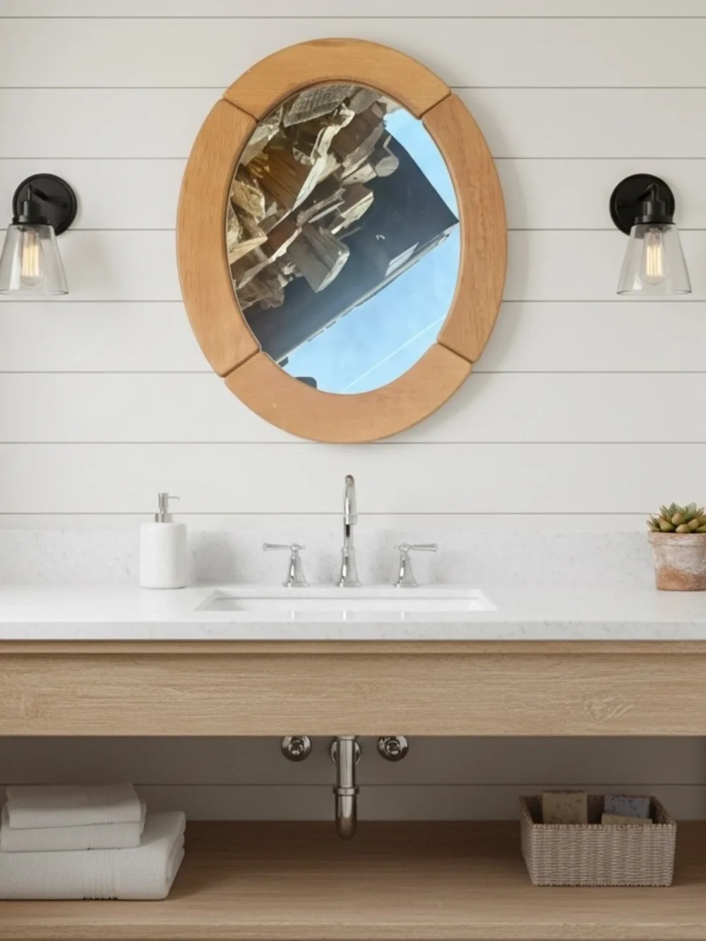 Rare Vintage Swedish Pine Framed Mirror